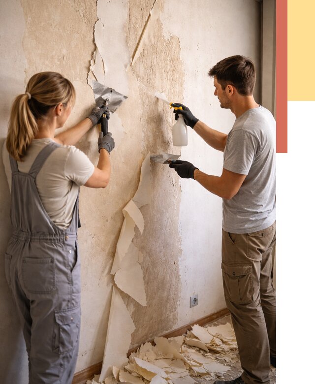 Снятие старых обоев в Пыть-яхе от 5341 руб. под ключ недорого | ОТДЕЛОЧНИК-Пть