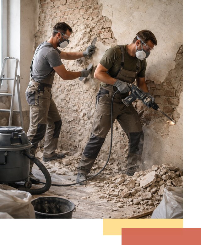 Демонтаж штукатурки со стен в Пыть-яхе быстро и аккуратно
