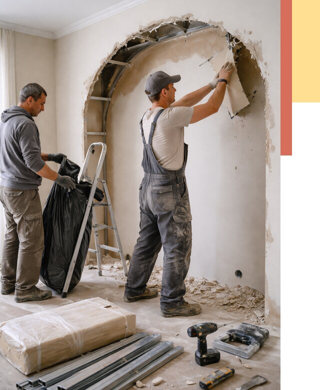 Демонтаж арки из гипсокартона в Пыть-яхе от 3561 руб. — услуги под ключ | ОТДЕЛОЧНИК-Пть