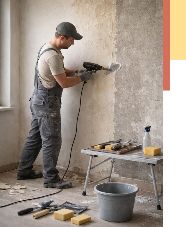 Очистка стен от клея в Пыть-яхе от 1882 руб. — снятие и удаление клея со стен | ОТДЕЛОЧНИК-Пть