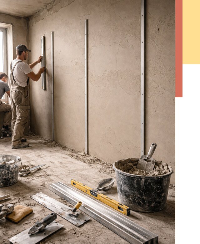 Штукатурка стен по маякам в Пыть-яхе от 5595 руб./м² — выравнивание под ключ | ОТДЕЛОЧНИК-Пть