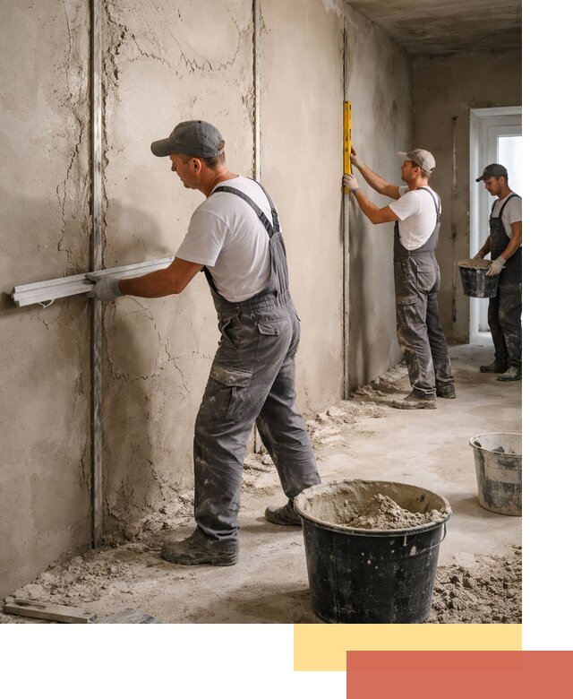 Штукатурка стен по маякам в Пыть-яхе — точная и ровная поверхность