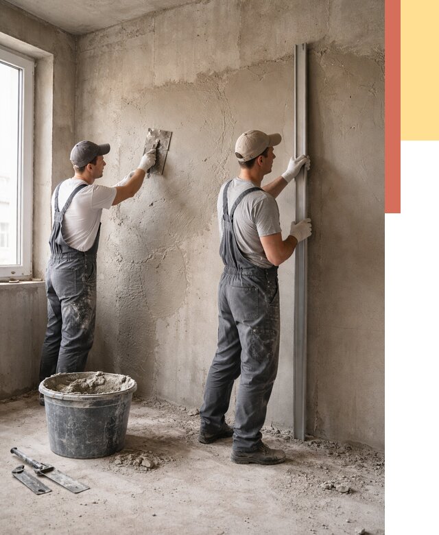 Штукатурка бетонных стен в Пыть-яхе от 4578 руб/м² — качественно и быстро | ОТДЕЛОЧНИК-Пть