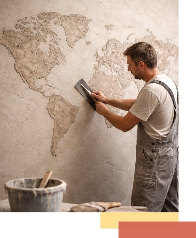 Декоративная штукатурка «Карта мира» под ключ в Пыть-яхе