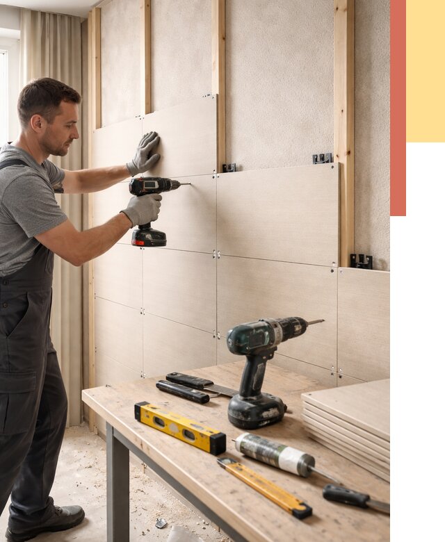 Монтаж МДФ панелей на стены в Пыть-яхе от 1272 руб. под ключ | ОТДЕЛОЧНИК-Пть