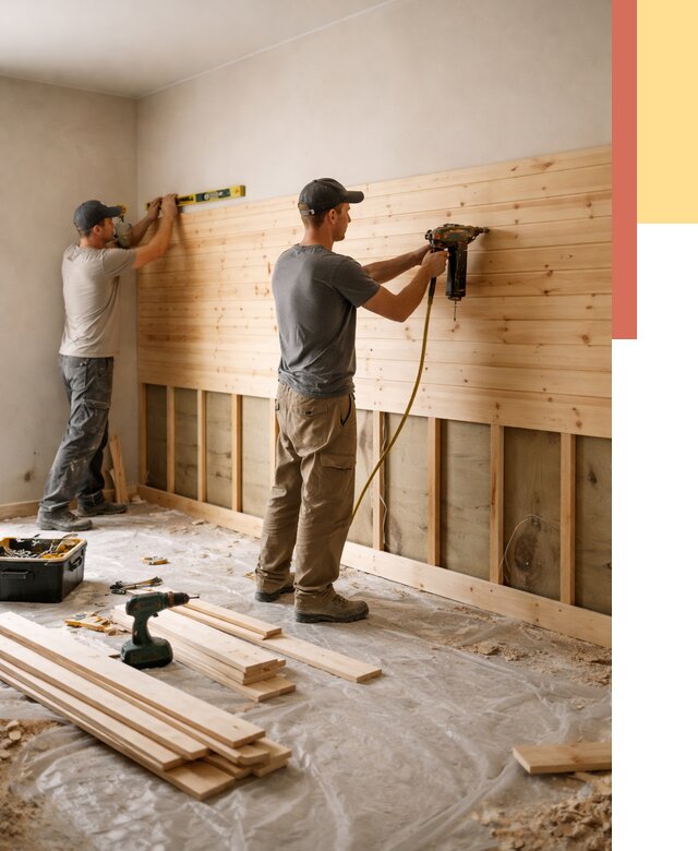 Монтаж деревянной вагонки на стены в Пыть-яхе от 7630 руб. | Услуги монтажа вагонки | ОТДЕЛОЧНИК-Пть