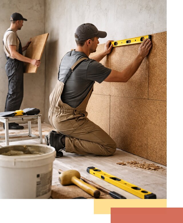 Монтаж пробковых панелей на стены в Пыть-яхе быстро и качественно