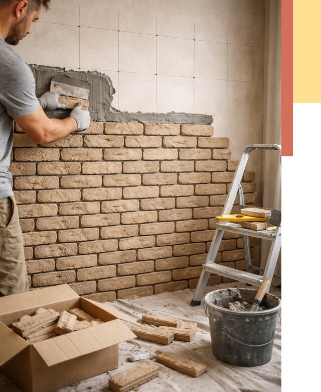 Монтаж декоративного кирпича в Пыть-яхе от 3255 руб./м² — быстро и недорого | ОТДЕЛОЧНИК-Пть