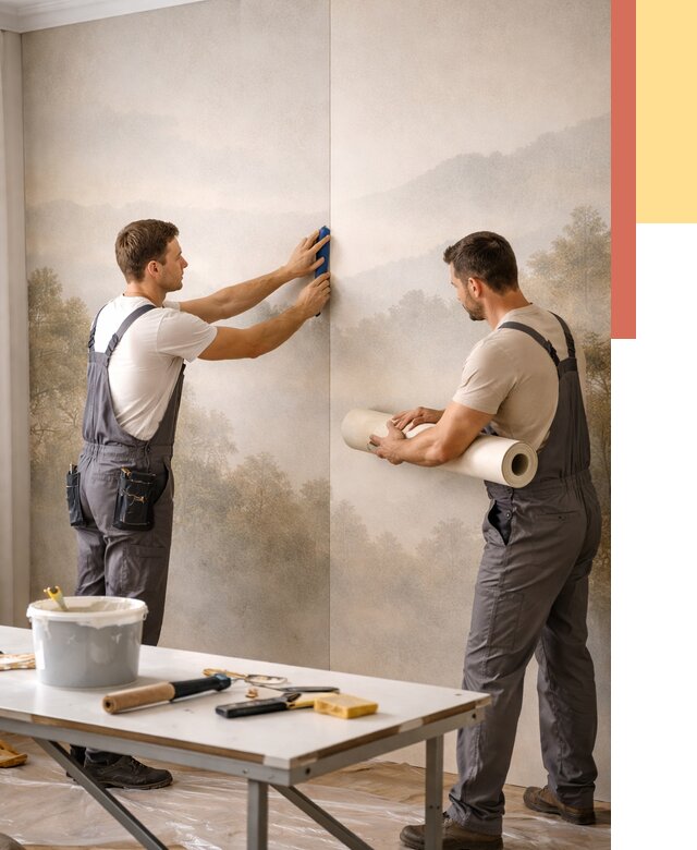 Поклейка фотообоев в Пыть-яхе от 8647 руб/м² — быстро и недорого | ОТДЕЛОЧНИК-Пть