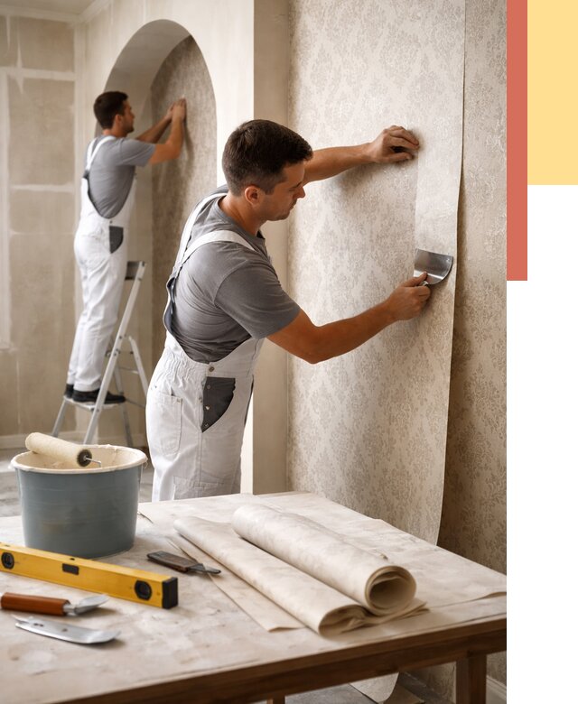 Поклейка обоев на сложные стены в Пыть-яхе от 2848 руб. под ключ | ОТДЕЛОЧНИК-Пть