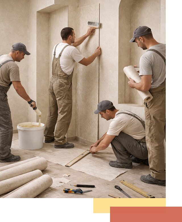 Поклейка обоев на сложные стены и неровные поверхности в Пыть-яхе