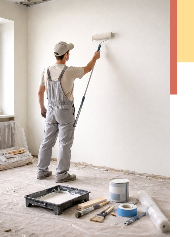 Покраска стен водоэмульсионной краской в Пыть-яхе от 458 руб. за м² | ОТДЕЛОЧНИК-Пть