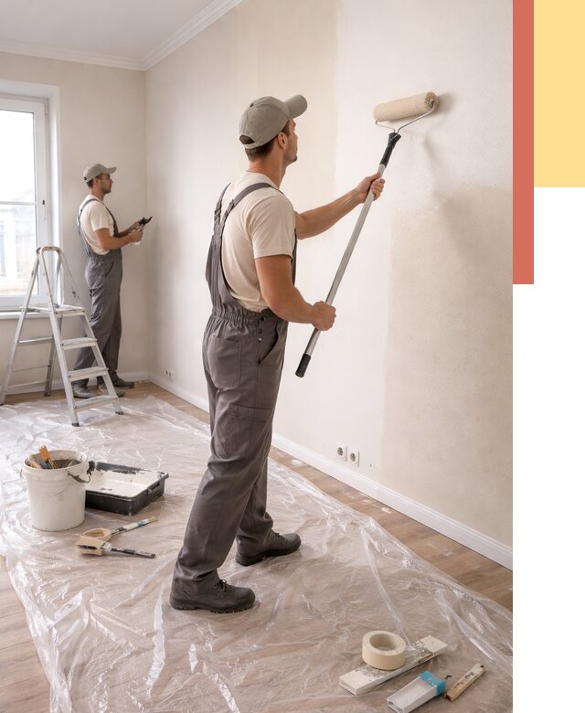 Покраска стен акриловой краской в Пыть-яхе от 3561 руб./м² — быстро и недорого | ОТДЕЛОЧНИК-Пть