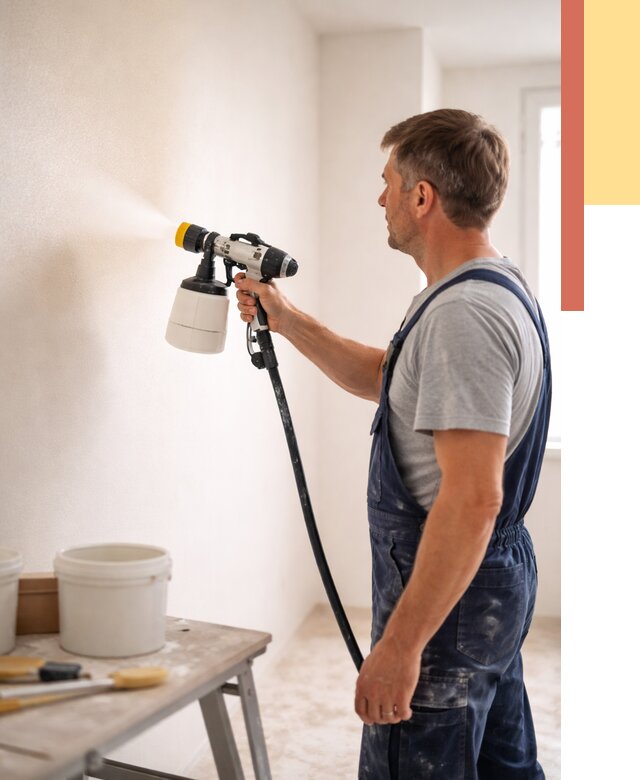 Покраска стен краскопультом в Пыть-яхе от 7630 руб. — механизированная покраска | ОТДЕЛОЧНИК-Пть