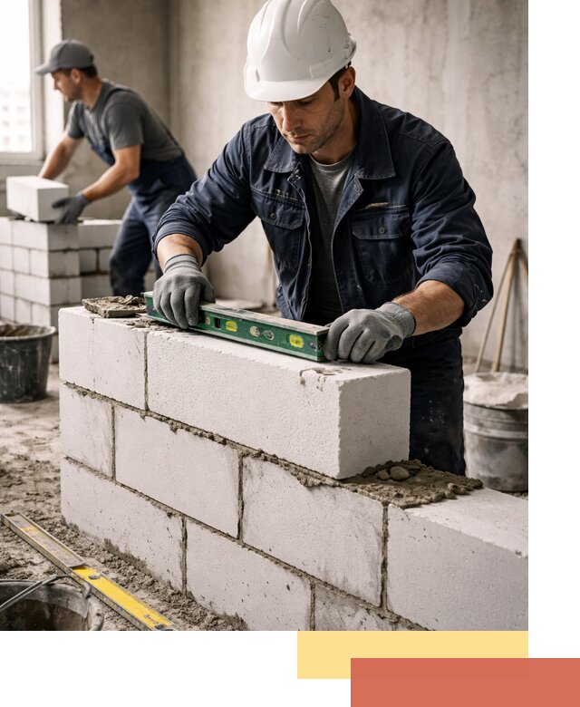 Кладка перегородок из пеноблока под ключ в Пыть-яхе