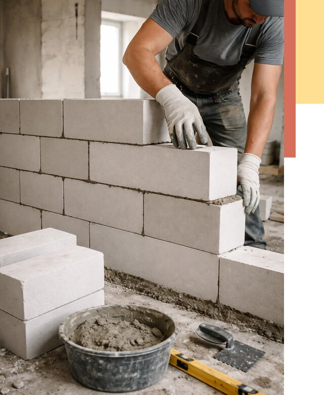 Кладка перегородок из силикатного блока в Пыть-яхе от 4069 руб. под ключ | ОТДЕЛОЧНИК-Пть