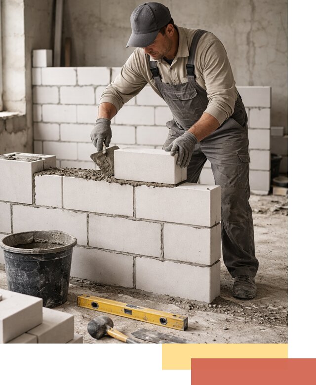 Кладка перегородок из силикатного блока в Пыть-яхе