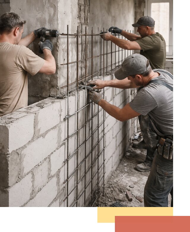Армирование кладки перегородок в Пыть-яхе профессионально и надёжно
