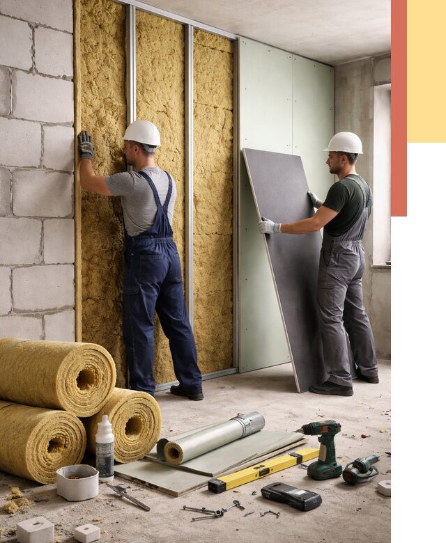 Шумоизоляция перегородок из блоков в Пыть-яхе от 1882 руб./м² — быстро и недорого | ОТДЕЛОЧНИК-Пть