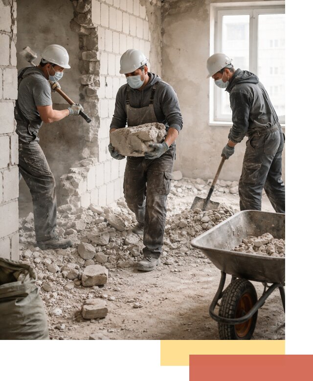 Демонтаж блочных перегородок в Пыть-яхе быстро и аккуратно