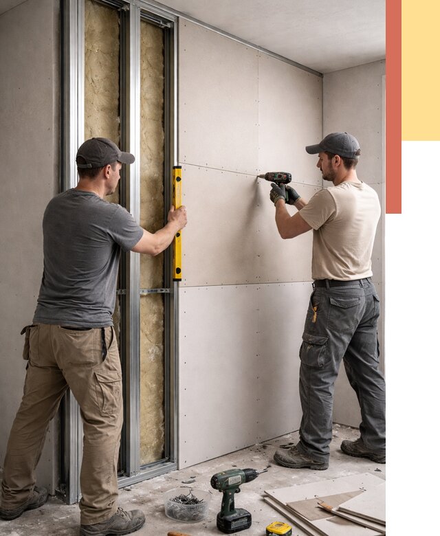 Монтаж двухслойной перегородки из гипсокартона в Пыть-яхе от 1475 руб. | ОТДЕЛОЧНИК-Пть