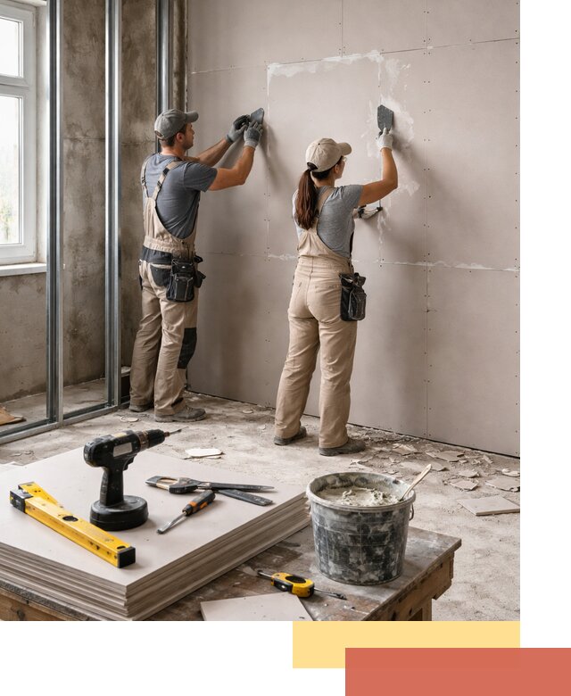 Монтаж двухслойной перегородки из гипсокартона в Пыть-яхе