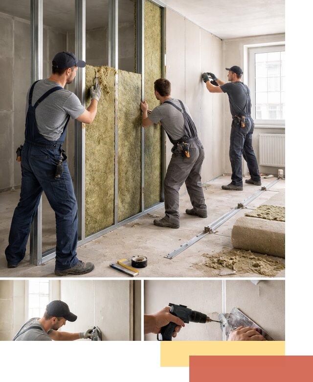 Перегородка из гипсокартона с шумоизоляцией в Пыть-яхе — монтаж под ключ