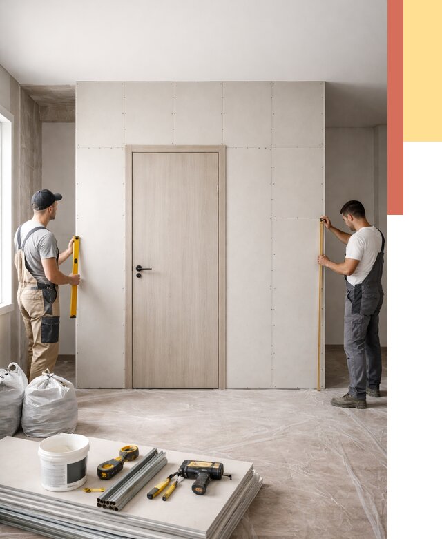 Перегородка из гипсокартона с дверью в Пыть-яхе от 4578 руб. под ключ | ОТДЕЛОЧНИК-Пть