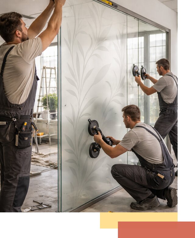 Стеклянные перегородки с рисунком на заказ в Пыть-яхе