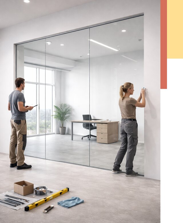 Перегородки из закаленного стекла в Пыть-яхе от 9664 руб. под ключ | ОТДЕЛОЧНИК-Пть