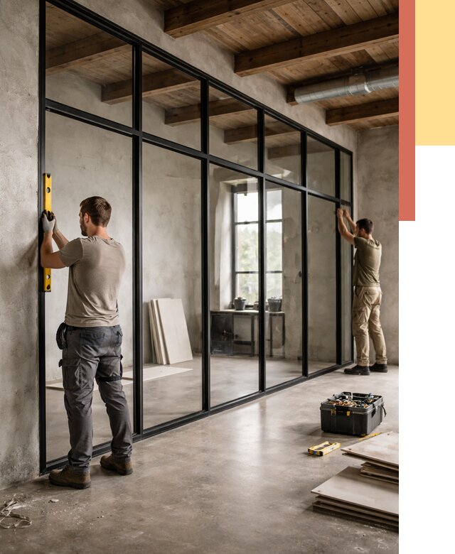 Стеклянные перегородки лофт в Пыть-яхе от 10682 руб. под ключ | ОТДЕЛОЧНИК-Пть