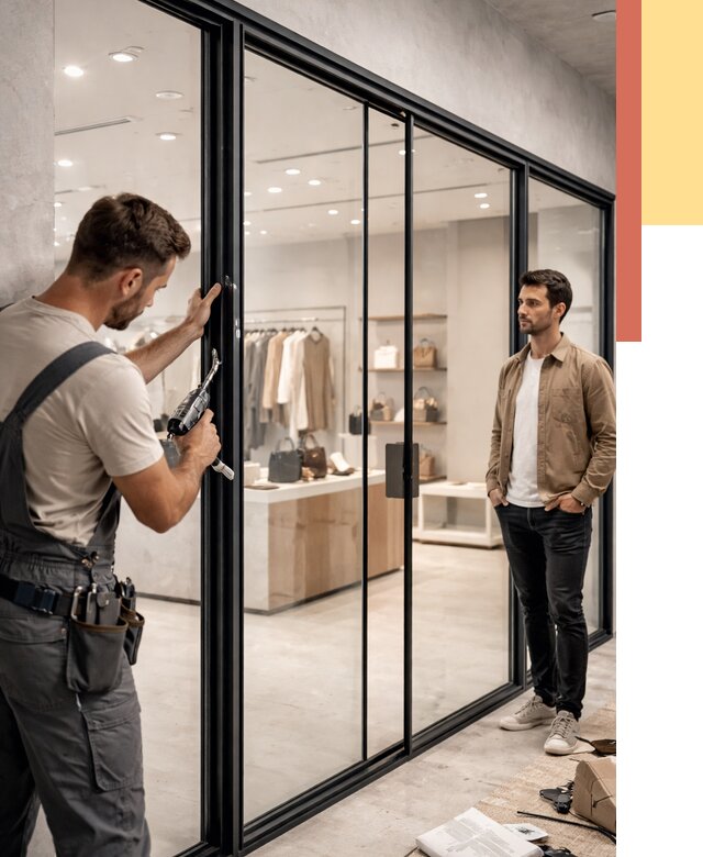 Стеклянные перегородки для магазинов в Пыть-яхе от 8342 руб. под ключ | ОТДЕЛОЧНИК-Пть