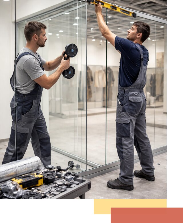 Стеклянные перегородки для магазинов в Пыть-яхе — монтаж и установка