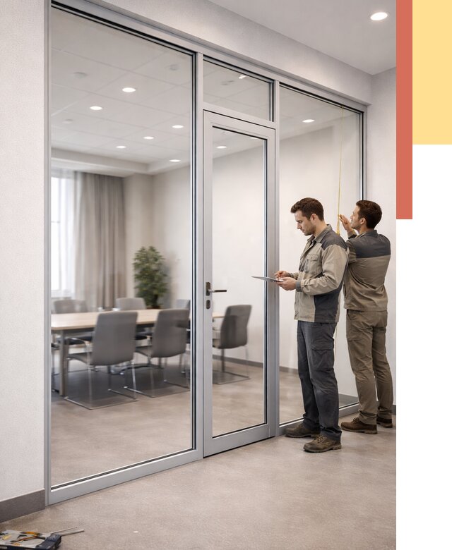 Установка и монтаж алюминиевых перегородок со стеклом в Пыть-яхе от 8342 руб. | ОТДЕЛОЧНИК-Пть