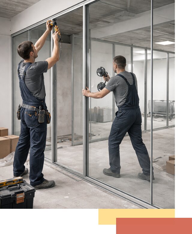 Алюминиевые перегородки со стеклом в Пыть-яхе — изготовление и монтаж