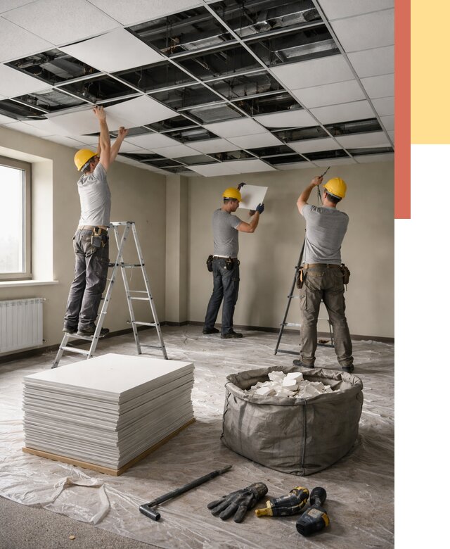 Демонтаж потолка Армстронг в Пыть-яхе от 4578 руб. быстро и недорого | ОТДЕЛОЧНИК-Пть