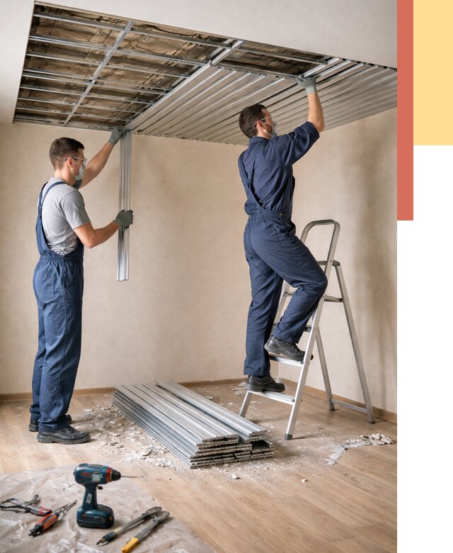 Демонтаж реечного потолка в Пыть-яхе от 4578 руб. быстро и недорого | ОТДЕЛОЧНИК-Пть