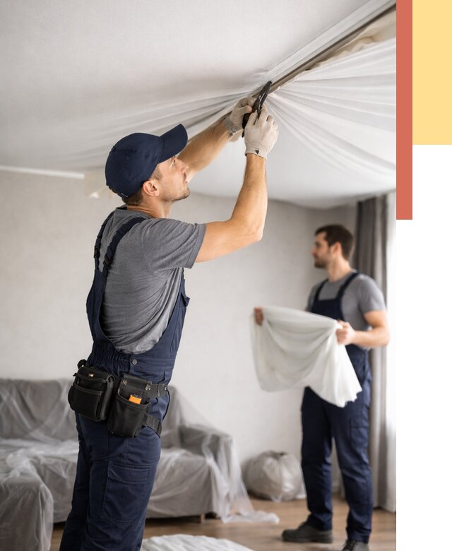 Демонтаж натяжного потолка в Пыть-яхе от 4578 руб. — снятие и разбор под ключ | ОТДЕЛОЧНИК-Пть