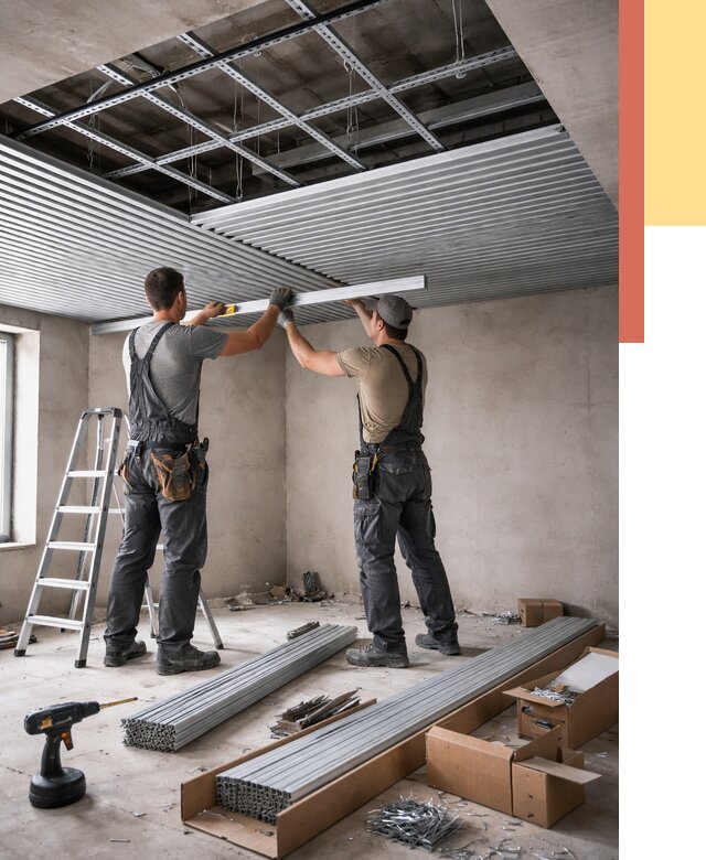 Монтаж реечного потолка в Пыть-яхе от 4578 руб. под ключ | ОТДЕЛОЧНИК-Пть