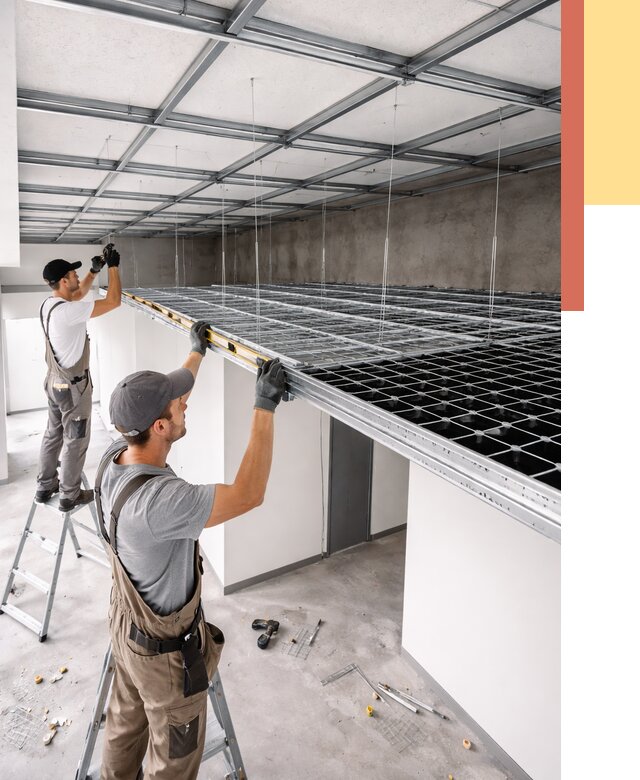 Монтаж потолка грильято в Пыть-яхе от 458 руб./м² — быстрая сборка под ключ | ОТДЕЛОЧНИК-Пть