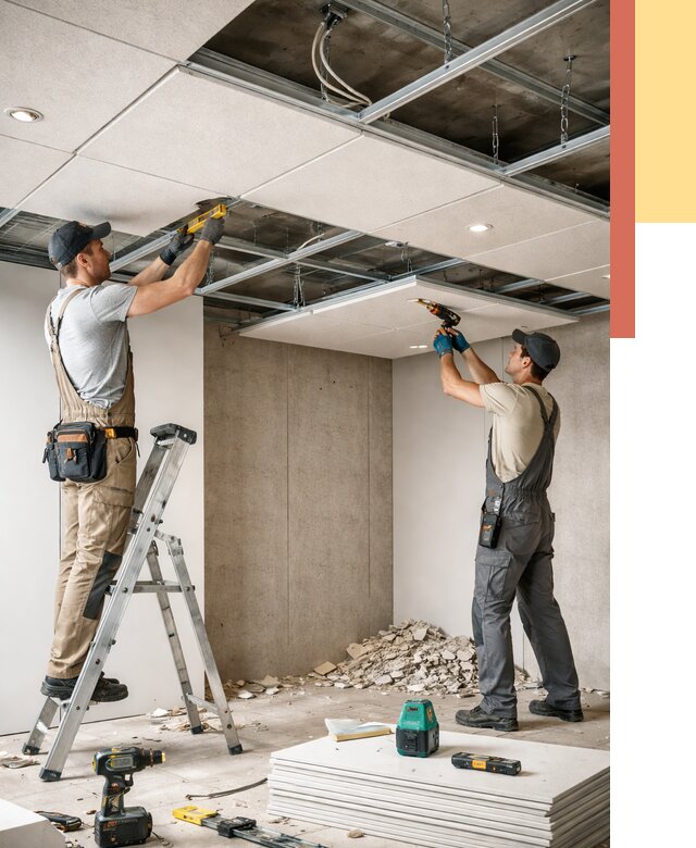 Монтаж акустического потолка в Пыть-яхе от 6612 руб/м2 — быстро и недорого | ОТДЕЛОЧНИК-Пть