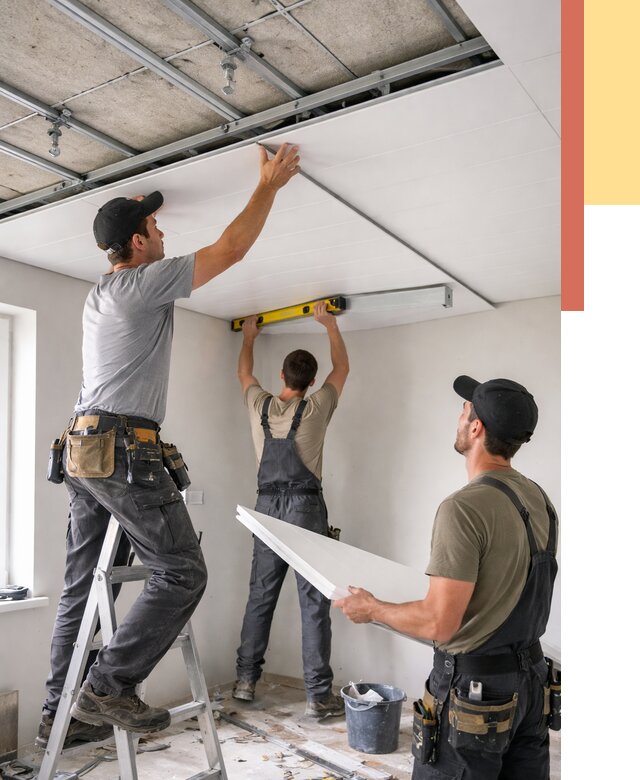 Монтаж потолка из ПВХ панелей в Пыть-яхе от 3561 руб./м2 — быстро и недорого | ОТДЕЛОЧНИК-Пть