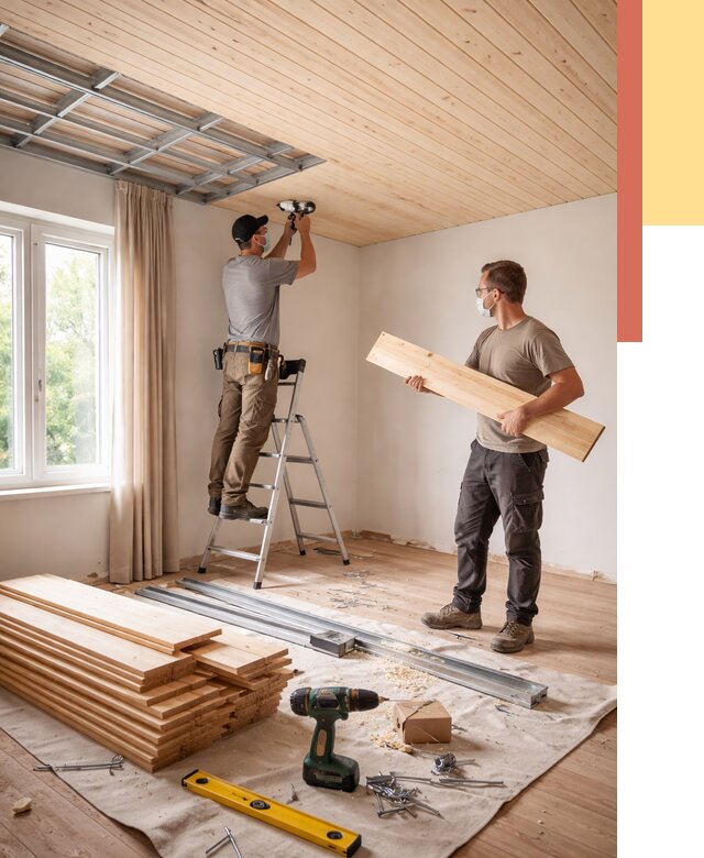 Монтаж потолка из вагонки в Пыть-яхе от 6612 руб. | Быстро и недорого — ОТДЕЛОЧНИК-Пть