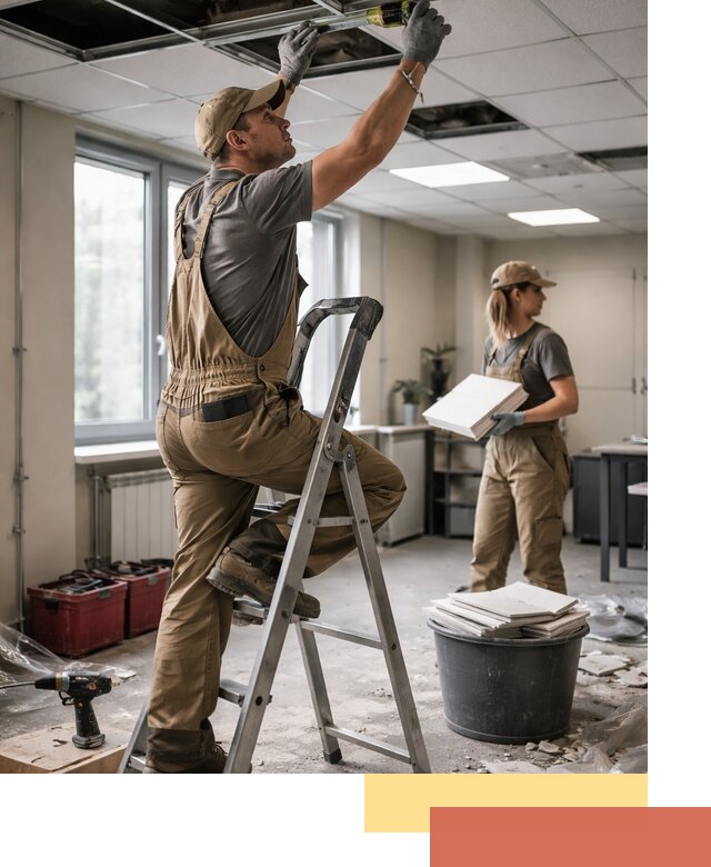 Ремонт потолка Армстронг и замена плит в Пыть-яхе