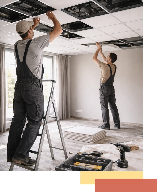 Замена плит подвесного потолка в Пыть-яхе быстро и качественно