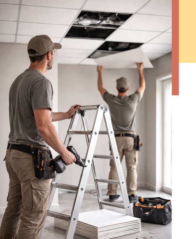 Обслуживание подвесного потолка в Пыть-яхе от 3561 руб. — быстро и недорого | ОТДЕЛОЧНИК-Пть