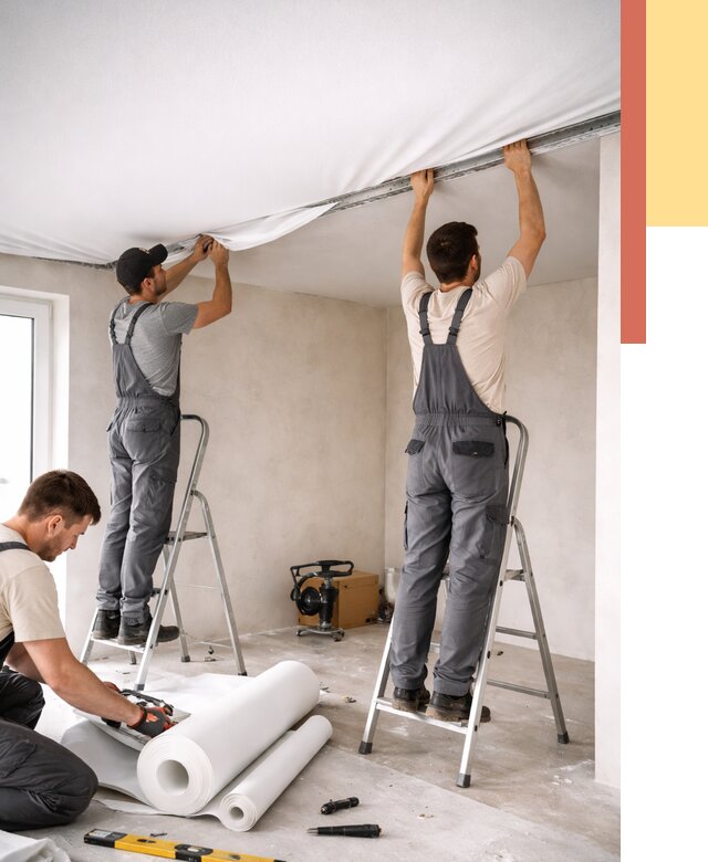 Монтаж тканевого натяжного потолка в Пыть-яхе от 3561 руб. под ключ | ОТДЕЛОЧНИК-Пть