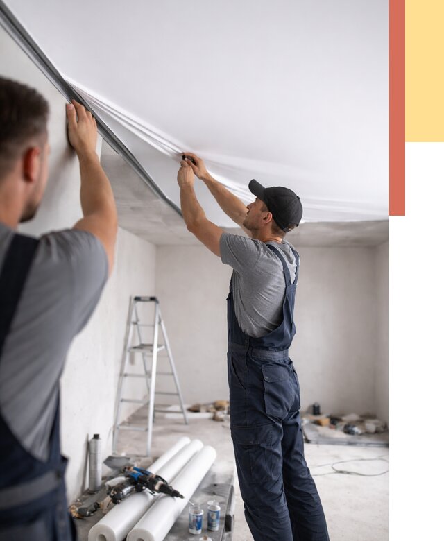 Монтаж матового натяжного потолка в Пыть-яхе от 4578 руб./м² — быстро и недорого | ОТДЕЛОЧНИК-Пть