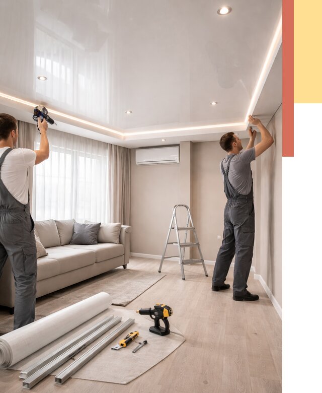 Монтаж глянцевого натяжного потолка в Пыть-яхе от 763 руб. под ключ | ОТДЕЛОЧНИК-Пть