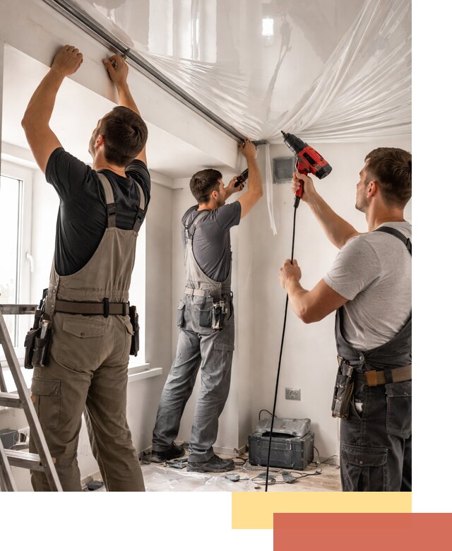 Монтаж глянцевого натяжного потолка в Пыть-яхе быстро и качественно